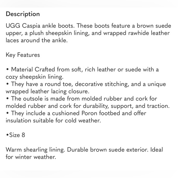 Ugg Cozy Shearling-Lined Ankle Brown Boots Lace Up Caspia Cozy - Picture 15 of 16